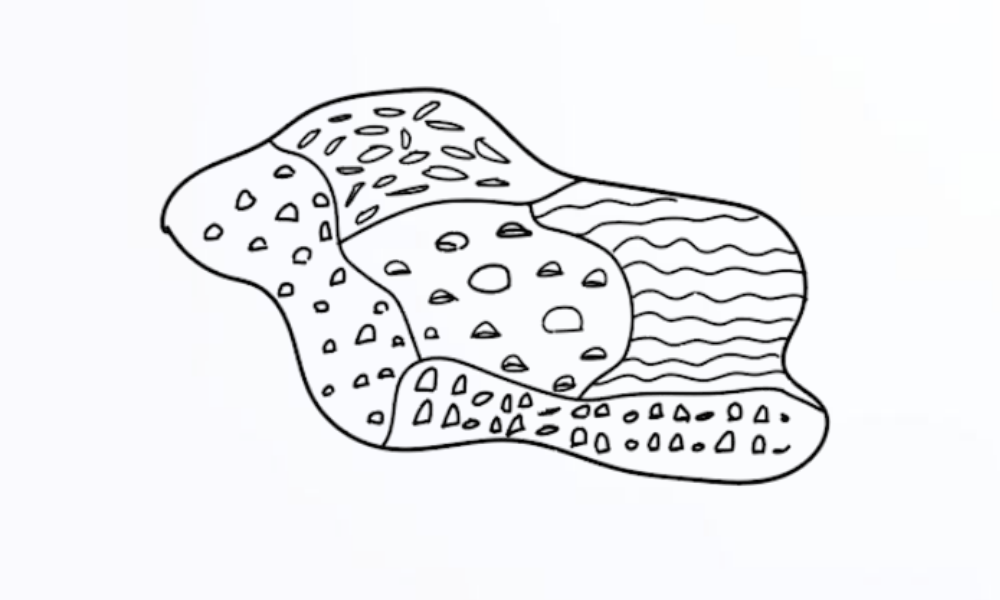 Sketch of a pressure-sensing mat with varied textured zones