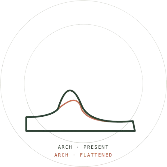 Diagram comparing a present arch versus a flattened arch profile