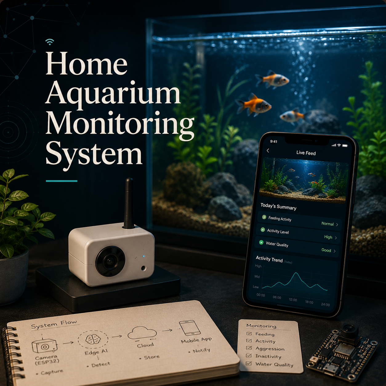 Home Aquarium Monitoring System, an IoT fish behaviour monitoring case study